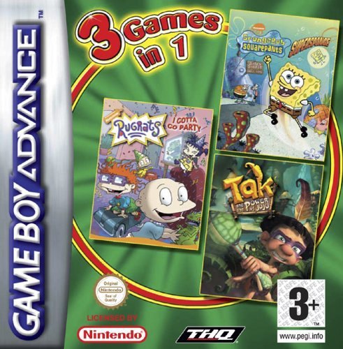 3 Games in 1: Rugrats: I Gotta Go Party / Spongebob Squarepants: Supersponge / Tak and the Power of the Juju box art