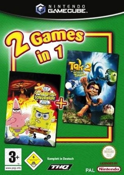 2 Games in 1: Nickelodeon SpongeBob Schwammkopf: Der Film + Nickelodeon Tak 2: Der Stab der Traeume box art