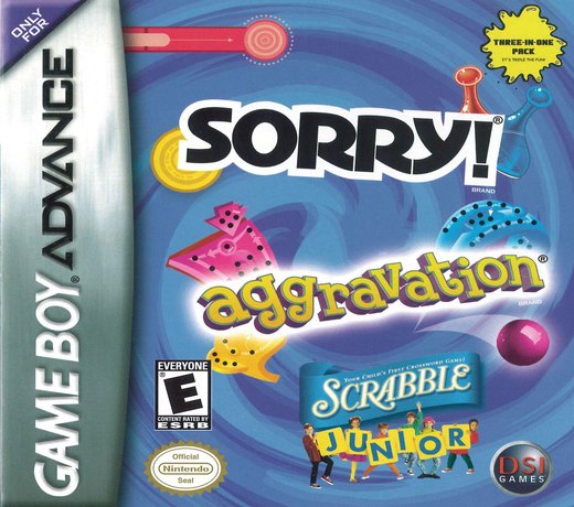 Sorry! / Aggravation / Scrabble Junior box art